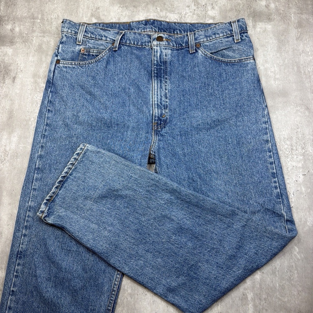 Vintage Levi's 505 Regular Fit Straight Leg Jeans 40x32 Orange Tab Blue Denim